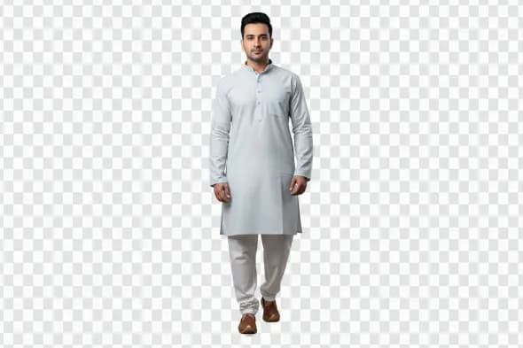 Confident Indian Man Walking in Kurta Pajama Clipart