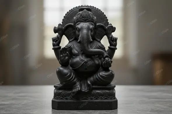 Ebony Ganesha: Serene Majesty
