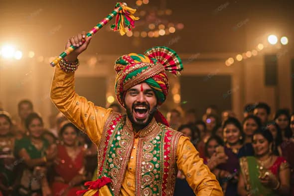 Exuberant Groom's Festive Dance