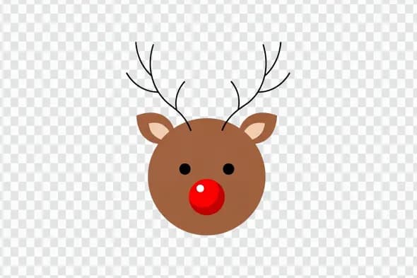 Cute Christmas Reindeer Rudolph Face Illustration PNG Clipart