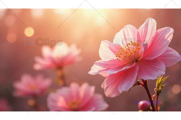 Pink Flower at Sunset