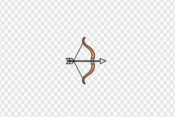 Minimalist Bow and Arrow Archery Icon PNG