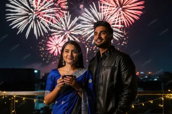 Indian Couple's Rooftop Celebration