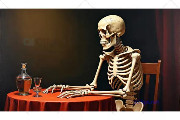 Skeleton Sitting at a Table