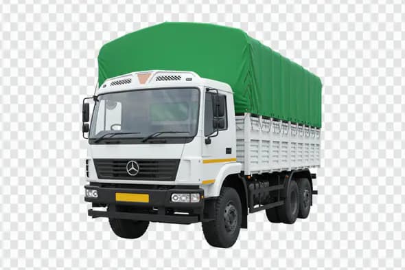Mercedes-Benz Cargo Truck with Green Tarpaulin PNG