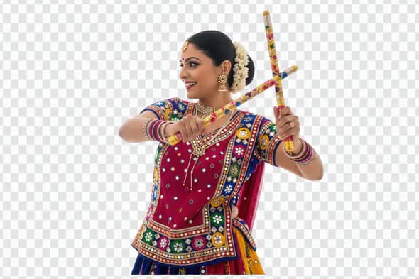 Vibrant Indian Dancer Performing Traditional Garba Celebration