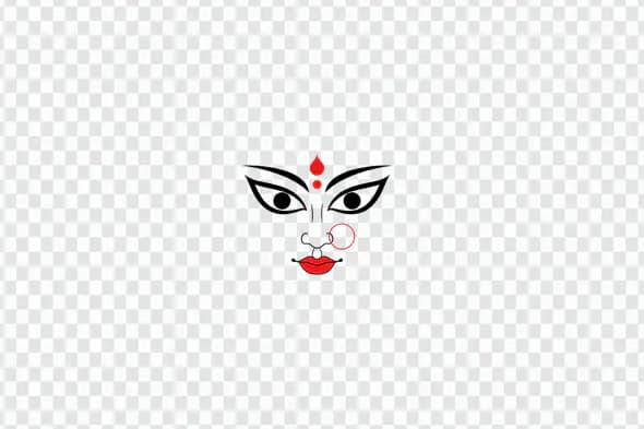 Minimalist Goddess Face with Red Accents PNG