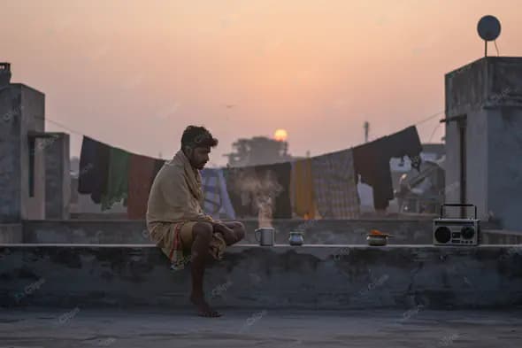 Dawn Meditation on Urban Rooftop