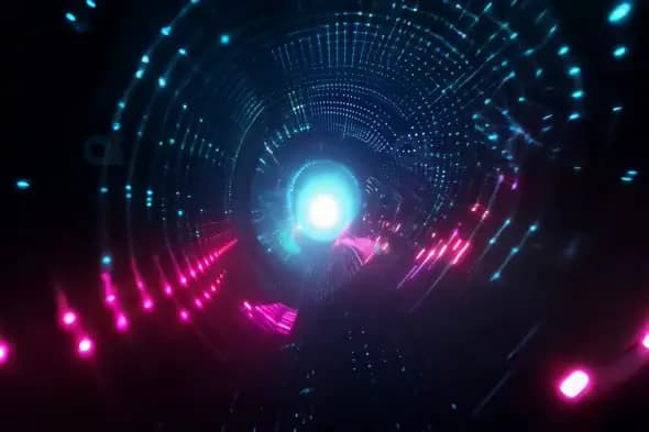 Futuristic Neon Tunnel with Blue and Pink Lights