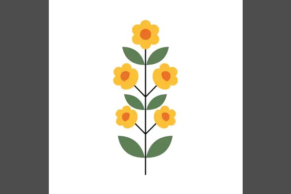 Symmetrical Floral Stem Vector