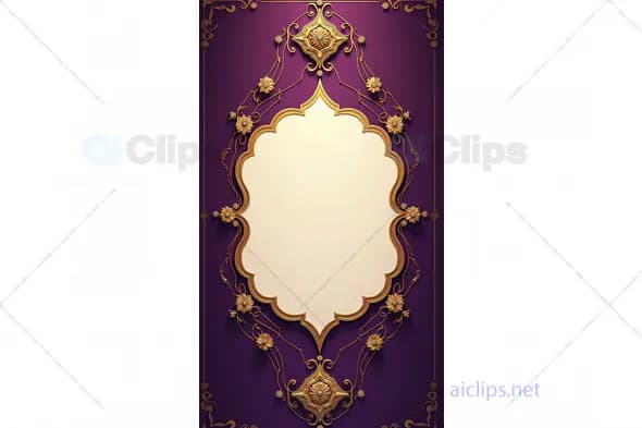Royal Ornate Frame with Gold Accents on Purple Background