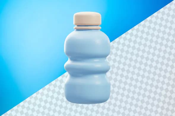 Light blue water bottle with beige cap