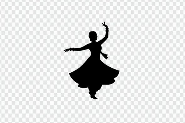 Elegant Indian Classical Dancer Silhouette PNG