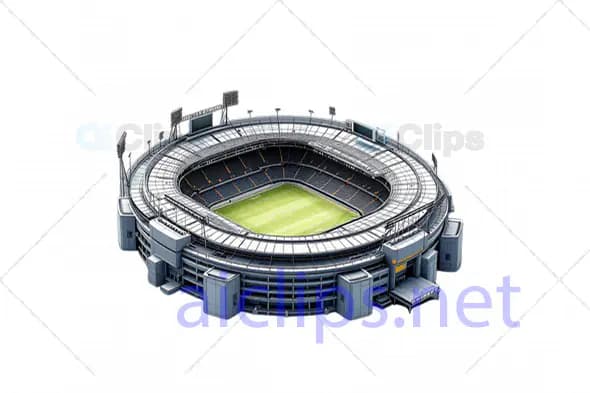 3D Football Stadium Model with Detailed Architecture