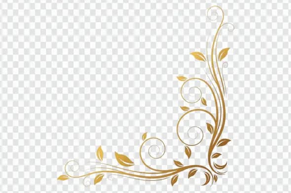 Elegant Golden Swirl Floral Corner Flourish Clipart PNG