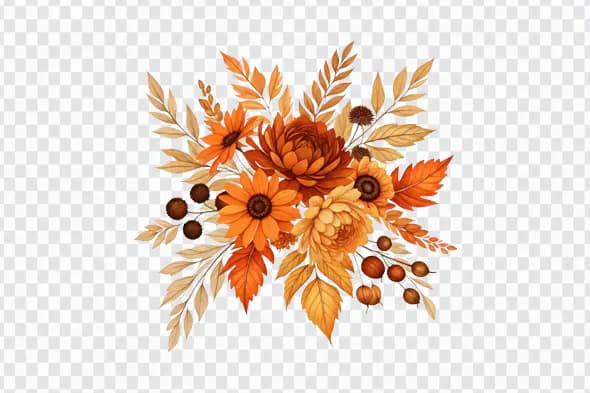 Vibrant Autumn Floral Arrangement PNG Clipart