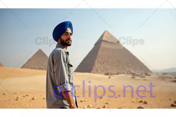 Man with Turban at Egyptian Pyramids