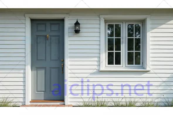 Classic White House Front Door and Window