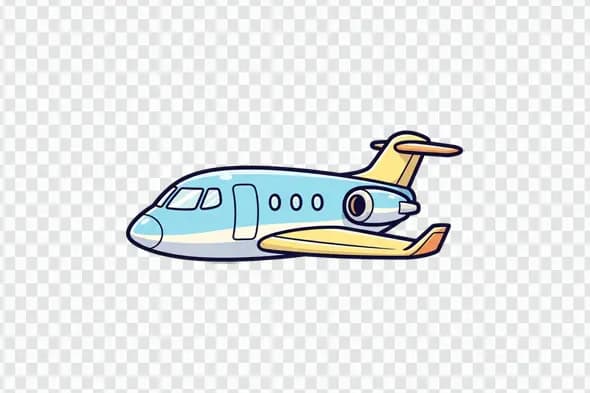 Blue and Yellow Cartoon Private Airplane Clipart PNG