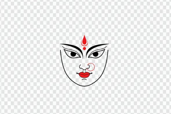 Minimalist Durga Goddess Face Design PNG