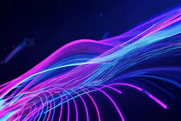 Dynamic Pink and Blue Light Trails in Motion
