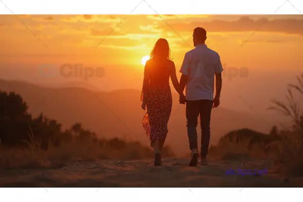 Couple Walking at Sunset