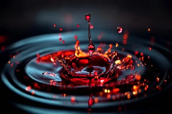 Crimson Water Drop Crown Splash with Ripple Effect