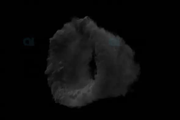 Dark Smoke Ring Puff on Black Background