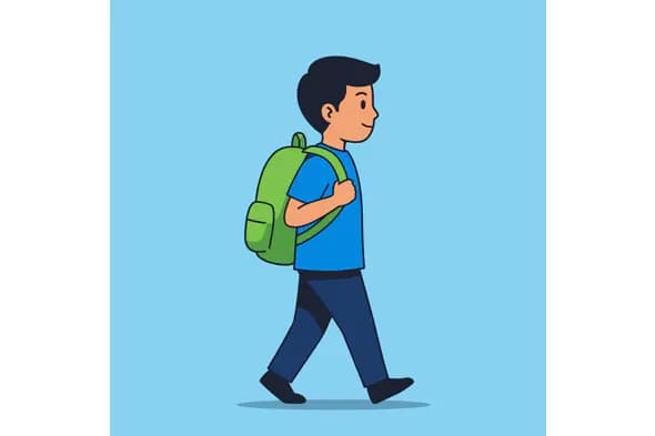 Schoolboy Walking Vector Graphic