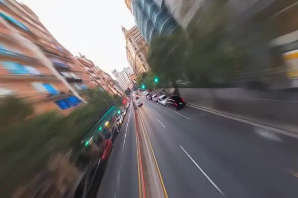 Dynamic Urban Street Motion Blur City Driving Perspective