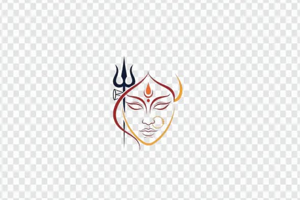 Abstract Goddess Durga Face with Trident PNG