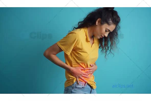 Woman Holding Stomach in Pain