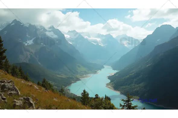 Serene Mountain Lake Valley