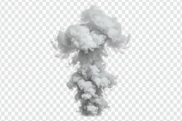 Billowing White Smoke Plume Explosion PNG