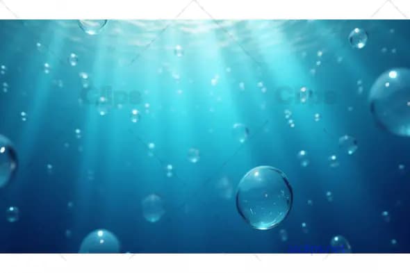 Peaceful Underwater Scene with Sunlight and Rising Bubbles