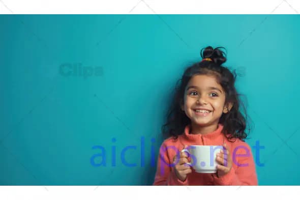 Smiling Girl Holding Cup