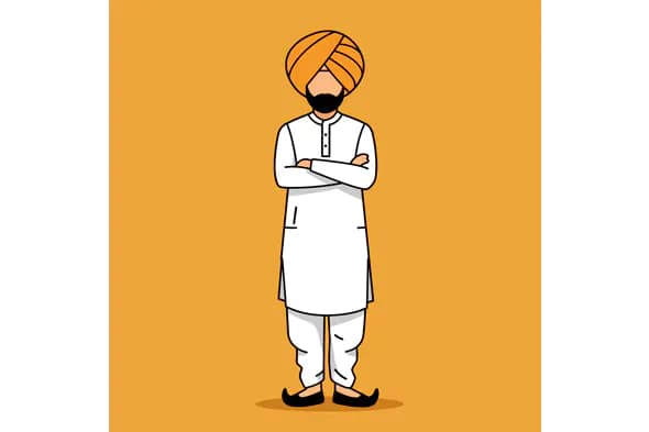 Stylized Sikh Man Vector Graphic