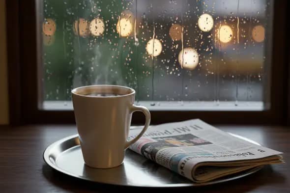 Rainy day coffee by the window