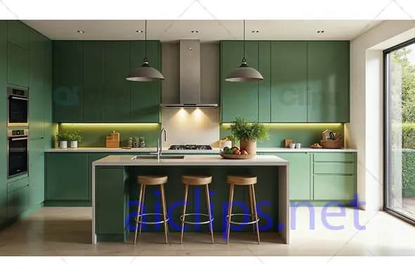Modern Green Kitchen Interior Design