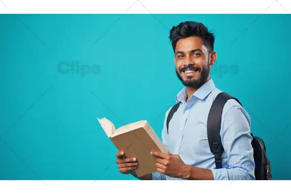 Smiling Male Student with Book