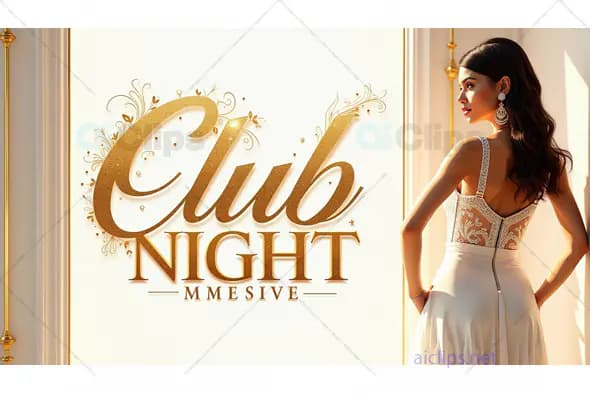 Luxurious Club Night Invitation with Elegant Woman