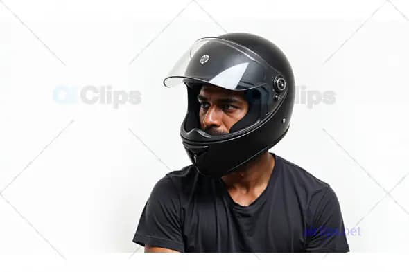 Man Wearing Black Motorcycle Helmet