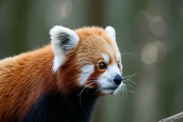 Red panda closeup in forest background