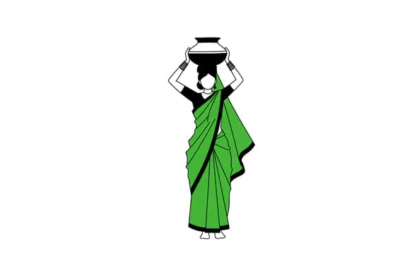 Green Sari Pot Bearer Vector