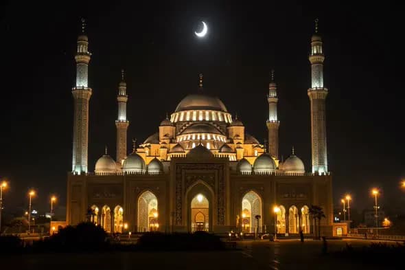 Mosque Under Moonlight