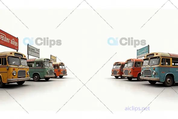 Vintage Indian Buses with Retro Signboards