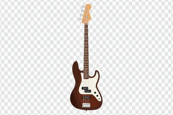 Classic Brown Electric Bass Guitar Illustration Clipart PNG