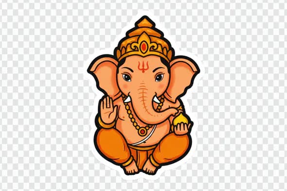 Adorable Cartoon Ganesha Hindu Deity PNG Clipart