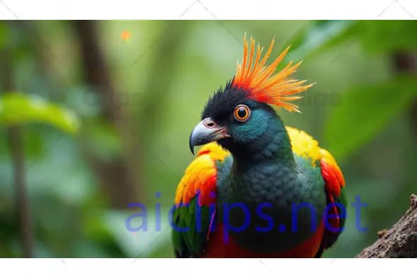 Exotic Colorful Bird with Crest