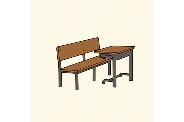 Classic School Desk and Bench Vector